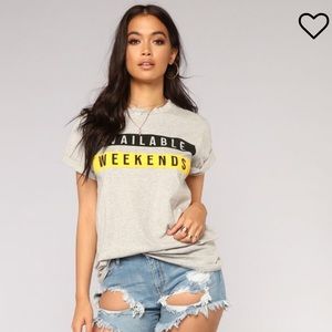 Available On The Weekends Tee - Heather Grey